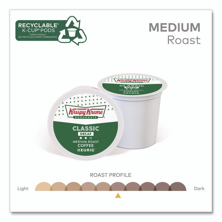 KEURIG DR PEPPER Krispy Kreme Doughnuts® 6111 Classic Decaf Coffee K-Cups, Medium Roast, 24/Box