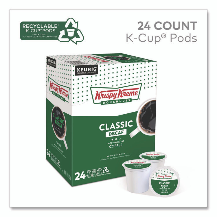 KEURIG DR PEPPER Krispy Kreme Doughnuts® 6111 Classic Decaf Coffee K-Cups, Medium Roast, 24/Box