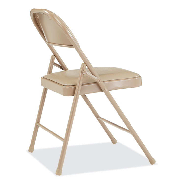 NATIONAL PUBLIC SEATING BASICS by NPS® 951 950 Series Vinyl Padded Steel Folding Chair, Supports Up to 250 lb, 17.75" Seat Height, Beige, 4/Carton