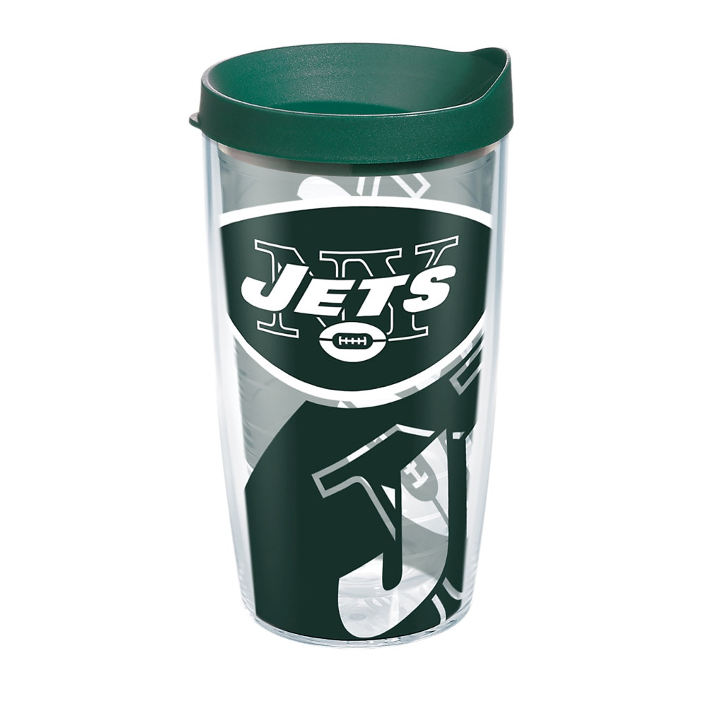 TERVIS TUMBLER COMPANY Tervis 1292288  NFL Tumbler With Lid, 16 Oz, New York Jets, Clear