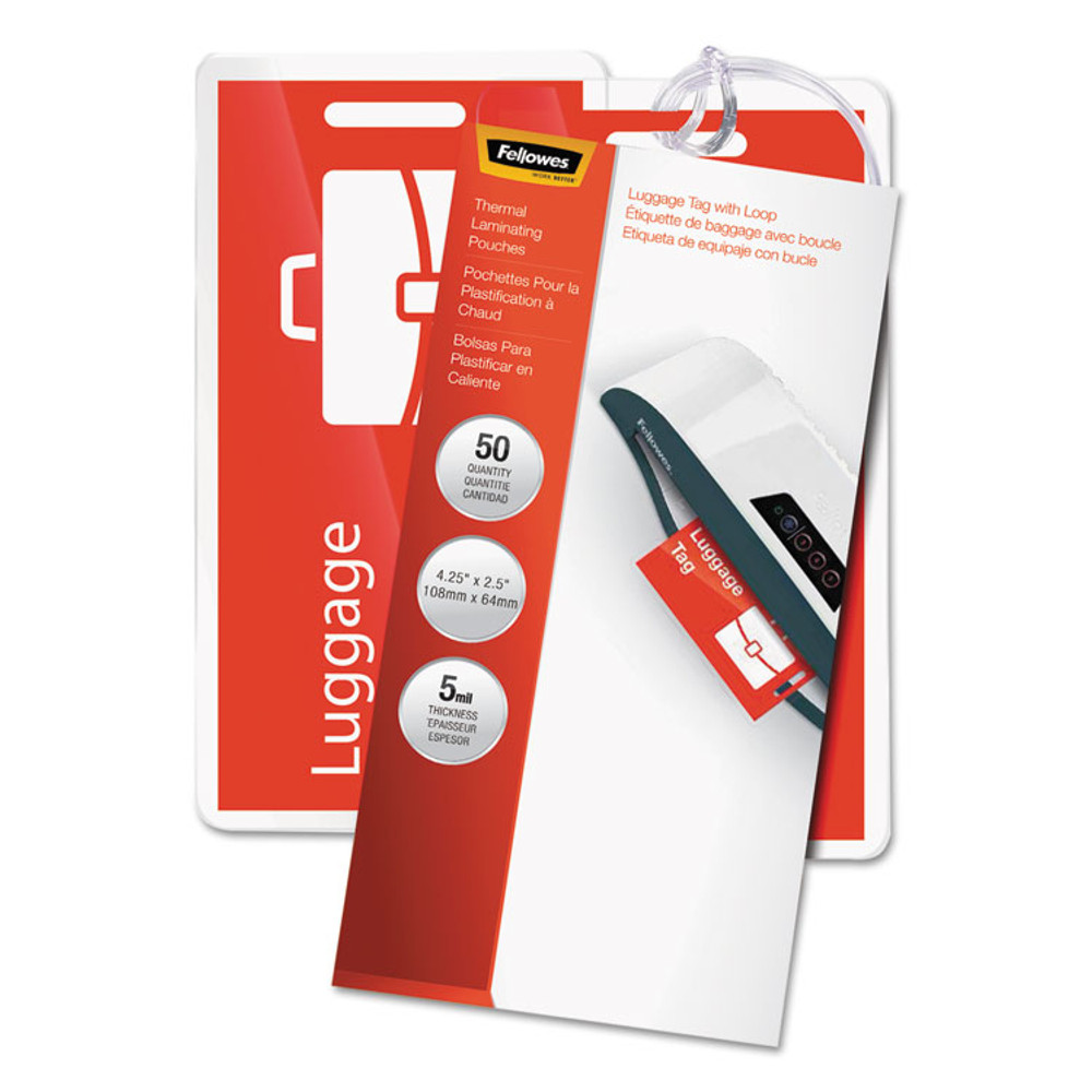FELLOWES MFG. CO. 52003 Laminating Pouches, 5 mil, 4.25" x 2.5", Gloss Clear, 25/Pack