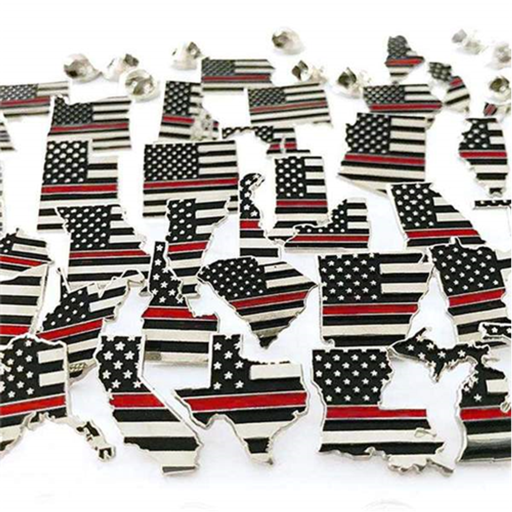 Thin Blue Line OR-TRL-PIN Oregon, Thin Red Line American Flag Pin