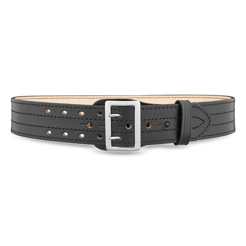 Dutyman 4011-38-9071 2-1/4"" Plain Leather Sam Brown 4 Row Stitch Duty Belt with Solid Brass Nickel Buckle