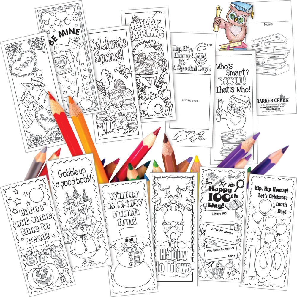 BARKER CREEK PUBLISHING, INC. BC3575 Barker Creek Color Me! Celebrate The Year Bookmark Set, 6in x 2 1/2in, Black/White, Set Of 360