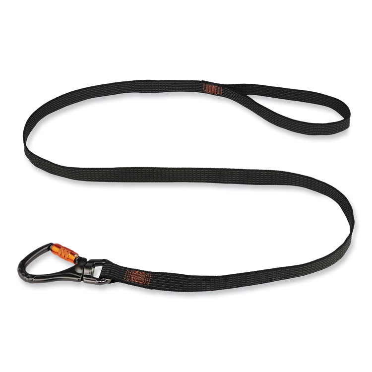 TENACIOUS HOLDINGS, INC. ergodyne® 19137 Squids 3129 Tool Lanyard with Double-Locking Swivel Carabiner + Loop, 40 lb Max Working Capacity, 76" Long, Black