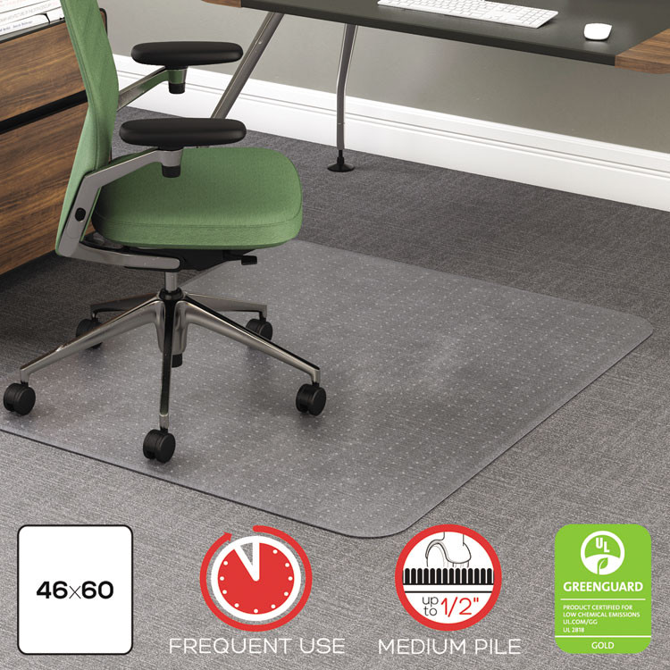 DEFLECTO CORPORATION CM15443F RollaMat Frequent Use Chair Mat for Medium Pile Carpeted Floors, Rectangular, Beveled Edges, 46" x 60", Clear, Ships Flat