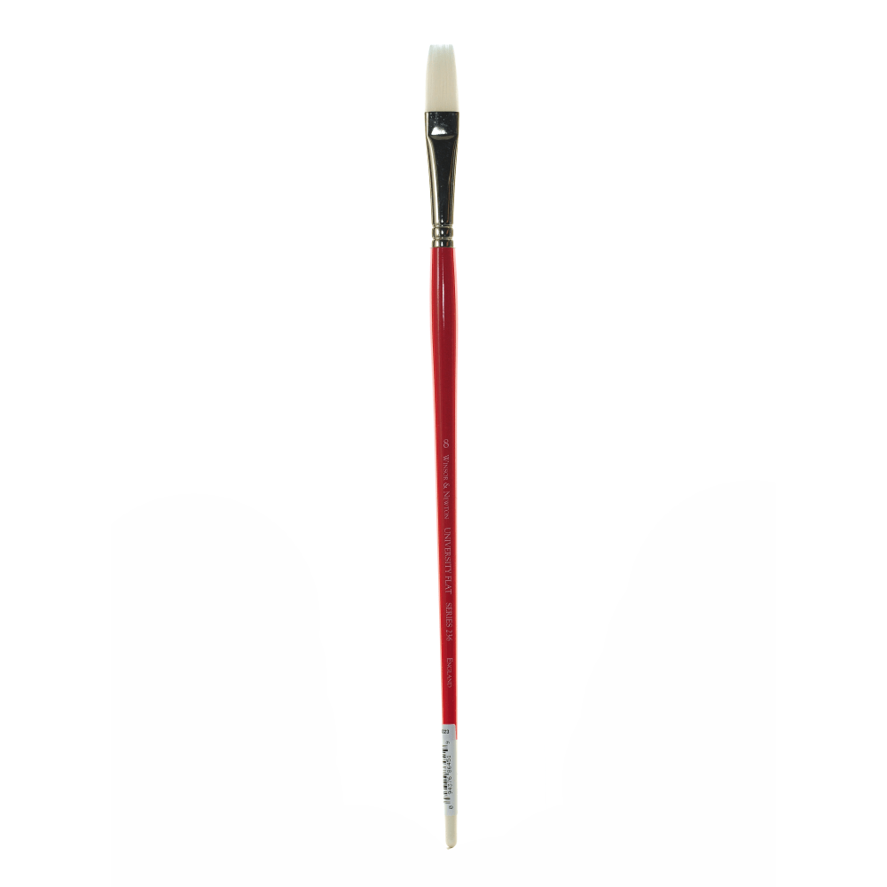 COLART FINE ART & GRAPHICS LTD. 5417008 Winsor & Newton University Series Long-Handle Paint Brush 236, Size 8, Flat Bristle, Red