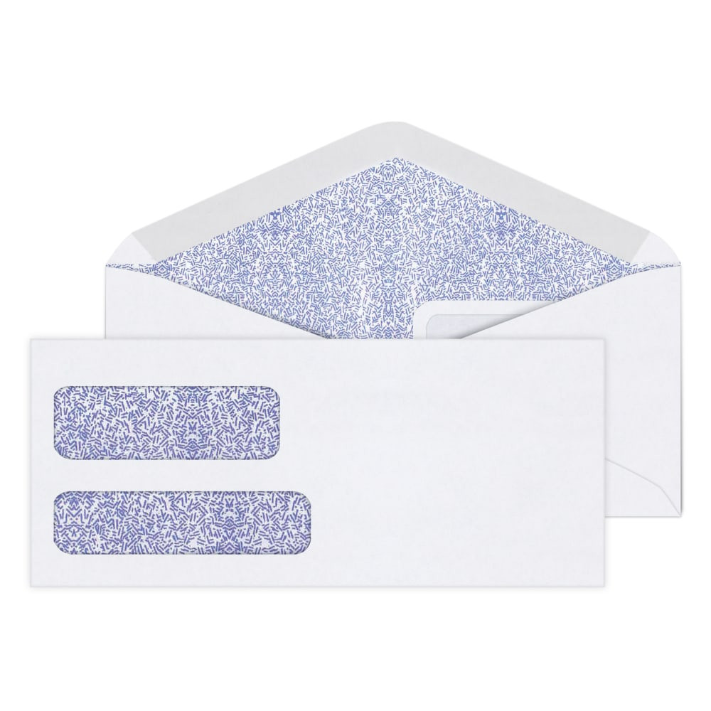 OFFICE DEPOT MPA/OD/153  Brand #9 Security Envelopes, Double Window, 3-7/8in x 8-7/8in, Gummed Seal, White, Box Of 500