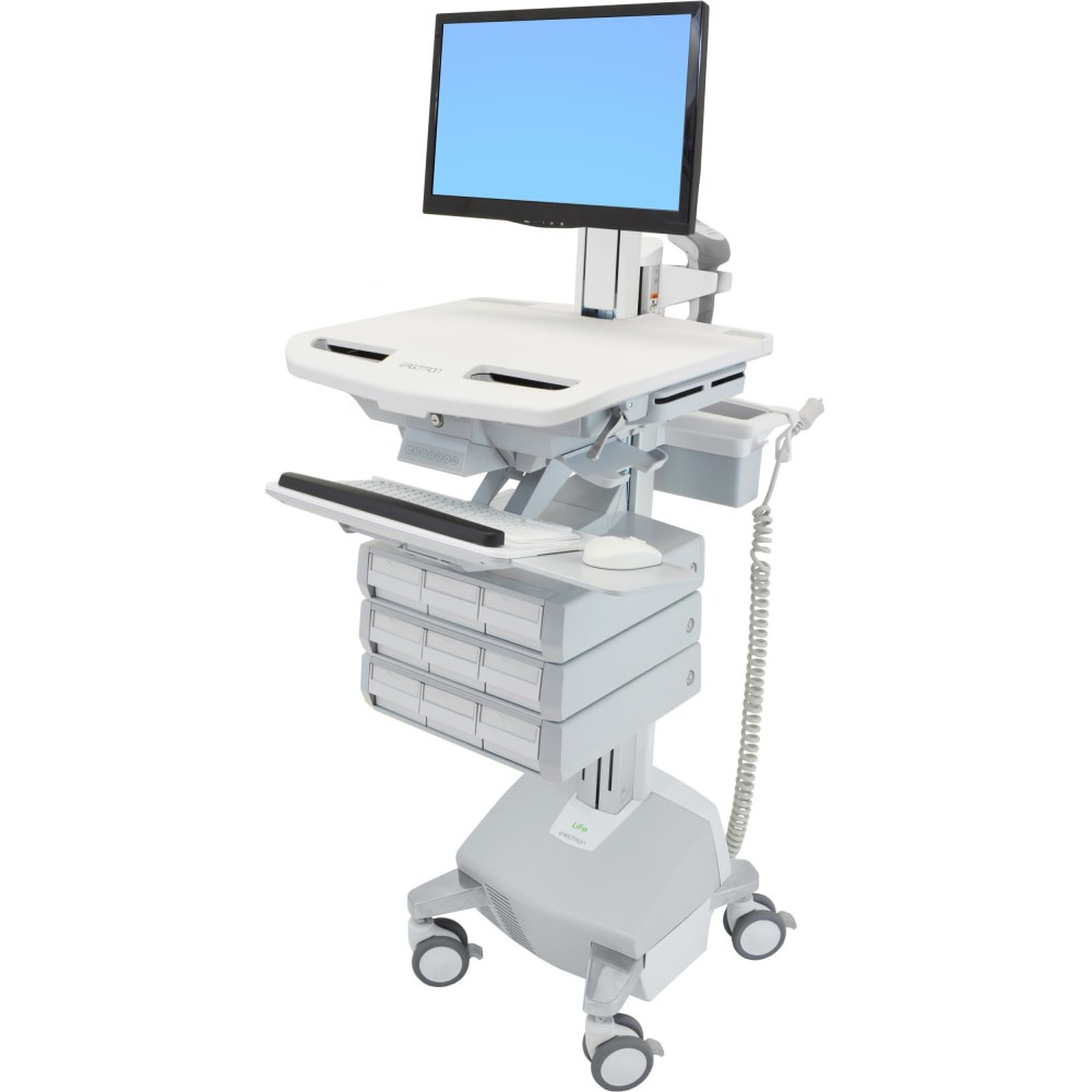 ERGOTRON SV44-1392-1  StyleView - Cart for LCD display / keyboard / mouse / CPU / notebook / camera / scanner (open architecture) - medical - plastic, aluminum, zinc-plated steel - gray, white, polished aluminum - screen size: up to 24in - LiFe Power