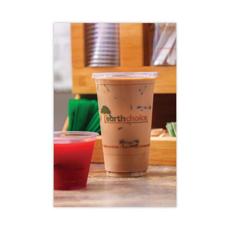 PACTIV EVERGREEN CORPORATION YPLA24CEC EarthChoice Compostable Cold Cup, 24 oz, Plastic, Clear/Printed, 580/Carton