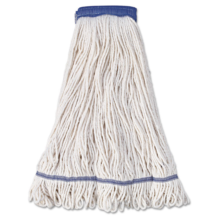 BOARDWALK 504WH Super Loop Wet Mop Head, Cotton/Synthetic Fiber, 5" Headband, X-Large Size, White, 12/Carton