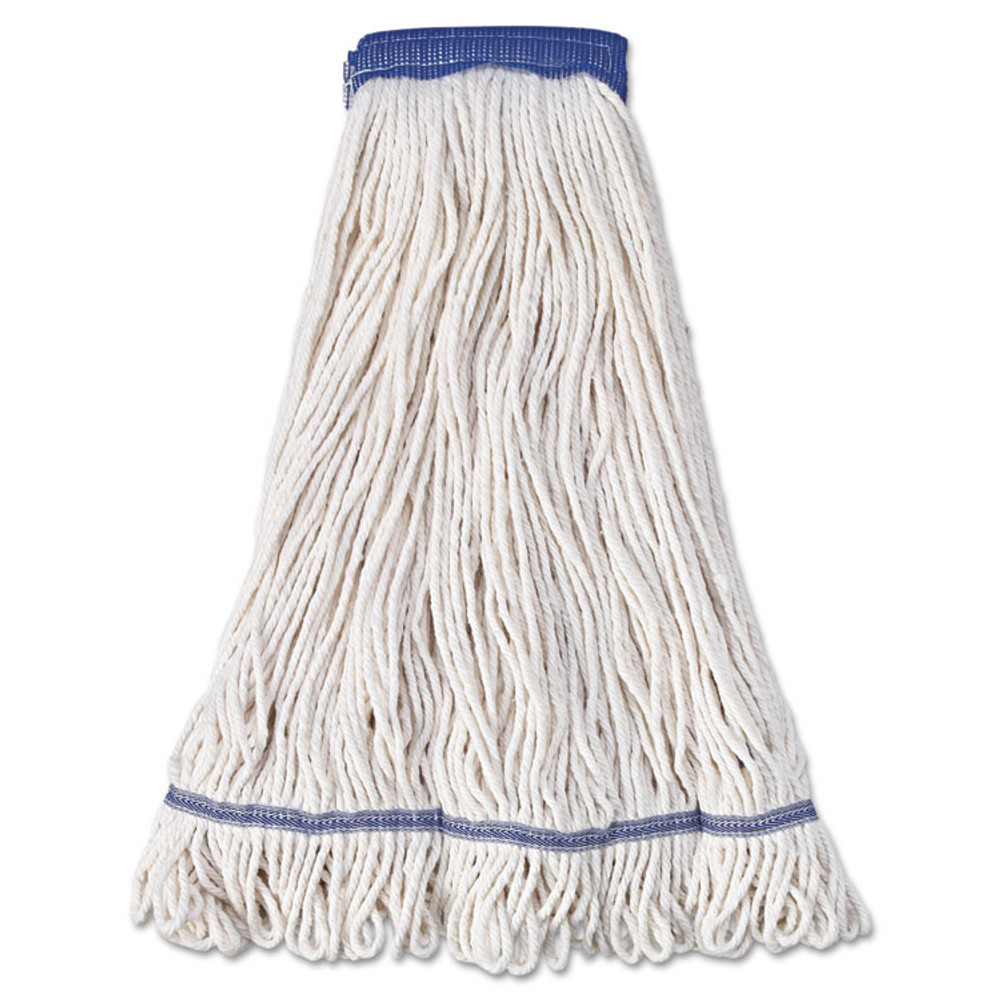 BOARDWALK 504WH Super Loop Wet Mop Head, Cotton/Synthetic Fiber, 5" Headband, X-Large Size, White, 12/Carton