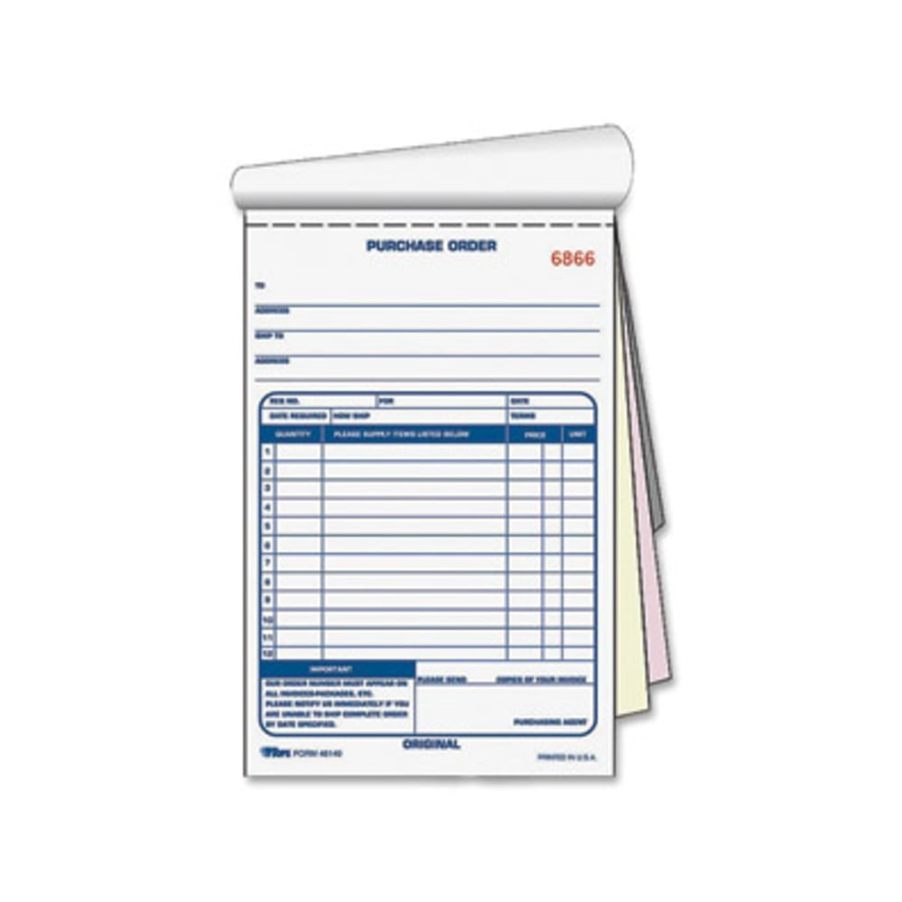 TOPS BUSINESS FORMS 46141 TOPS Purchase Order Book, Carbonless, 3 Parts, 5-1/2inx7-7/8in