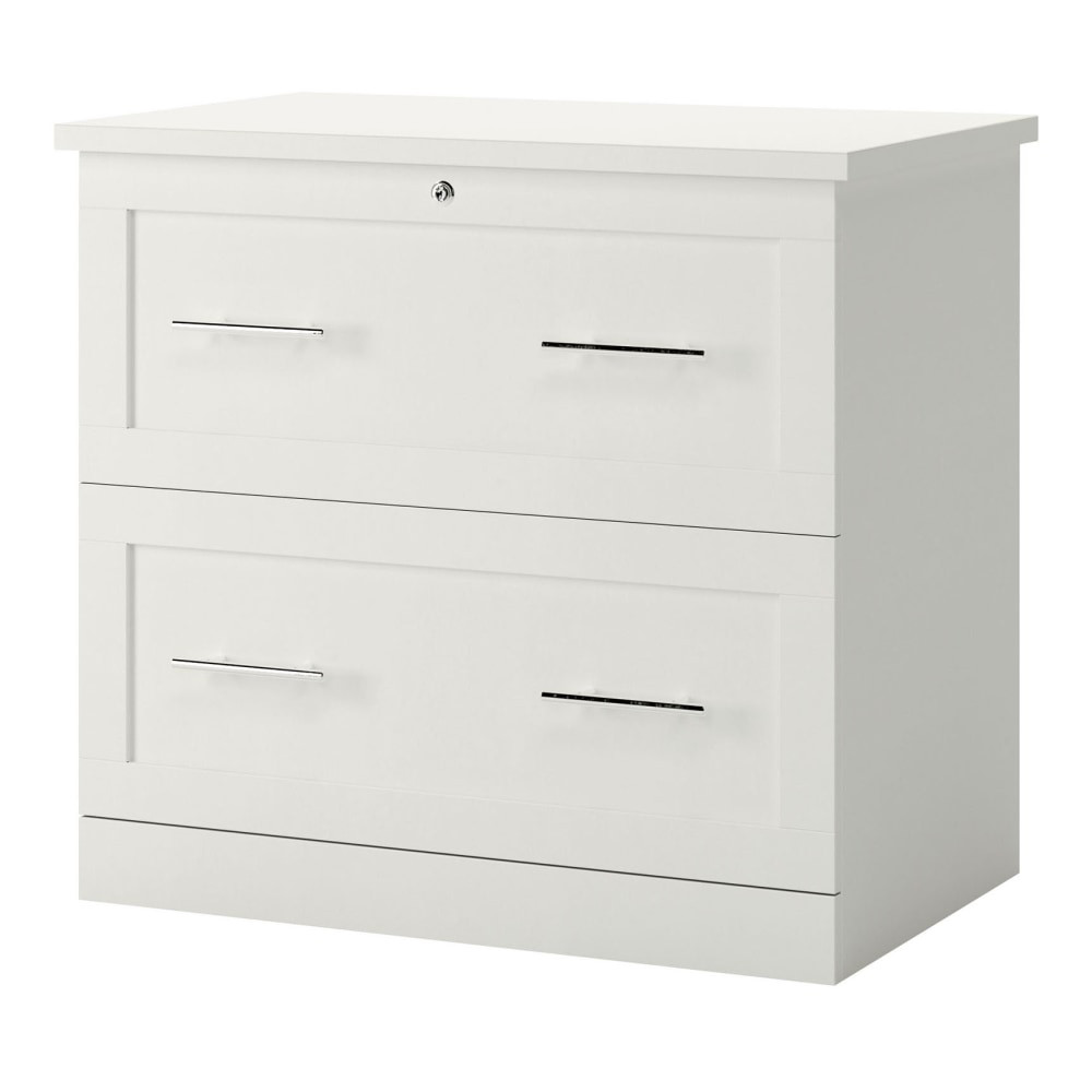 Whether you need to store important items or personal files, a dependable file cabinet is a must. The Realspace 2-Drawer Lateral File Cabinet features a key lock in the top drawer to keep your files secure. Its full-extension slides make it easy to reach legal- or letter-size files in the back of the drawer, and the engineered wood construction provides durability while still offering classic style.  Configure your space using adaptable pieces to help  you get organized.  Engineered wood.  2 drawers with ball bearings and full-extension slides. Accepts letter- and legal-size files.  Top drawer with a key lock.  Interlocking mechanism allows only 1 drawer to be open at a time.  Weight capacity per drawer tested to support 20 lb.  Assembly required.  Tested to meet ANSI/BIFMA Performance Standards - Manufacturer testing has been conducted on this product to meet specific performance requirements and safety standards set forth by the American National Standards Institute (ANSI) and the Business and Institutional Furniture Manufacturers.  This product is heavy and/or oversized and may need more than one person to handle.