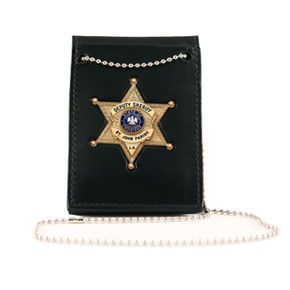 Boston Leather 450-6002 Neck Chain ID Holder With Recessed Badge, Fold Style
