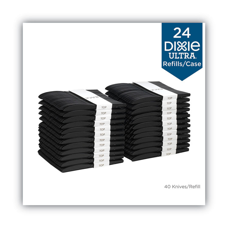 GEORGIA PACIFIC Dixie® SSK51 SmartStock Plastic Cutlery Refill, Series-O, Mediumweight Knife, Black, 40/Pack, 24 Packs/Carton