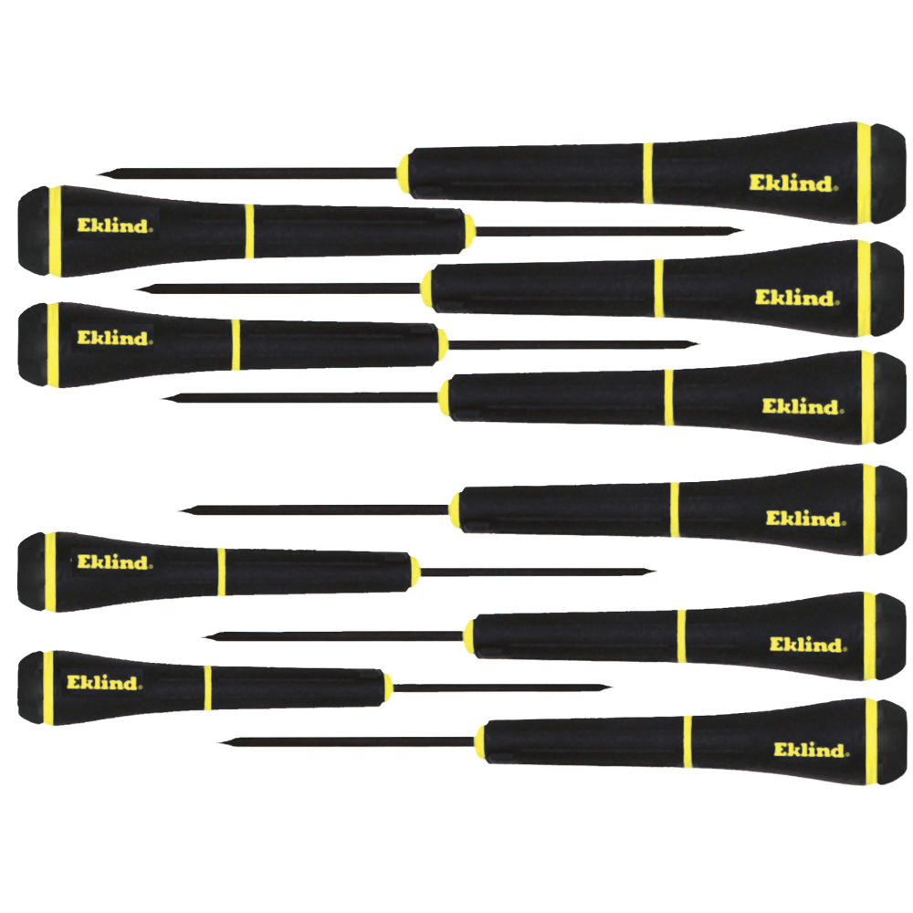 EKLIND TOOL CO. 269-92199 Eklind 10-Piece Screwdriver Set, Slotted/Phillips Tips, 1-4mm