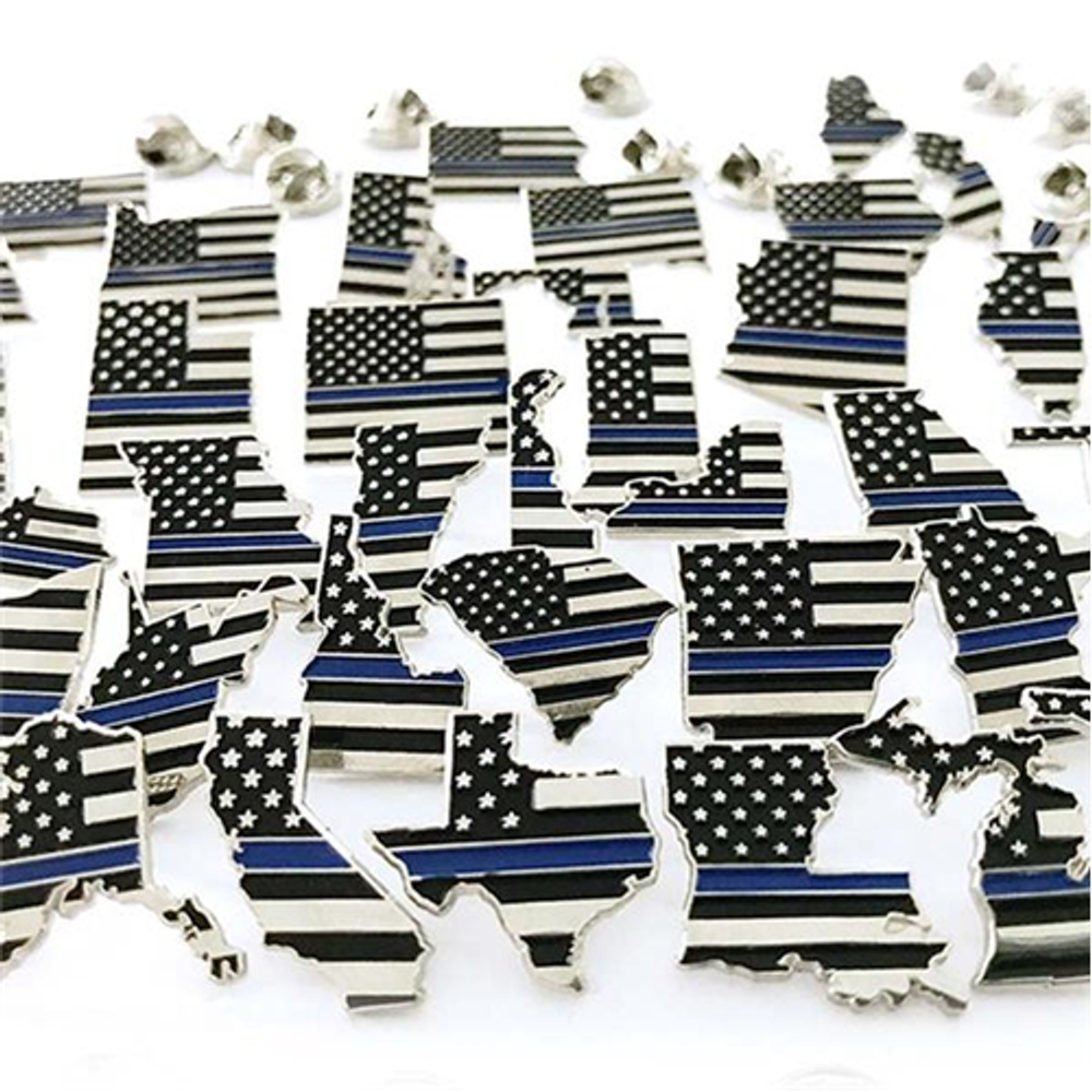 Thin Blue Line IL-TBL-PIN Illinois, Thin Blue Line American Flag Pin