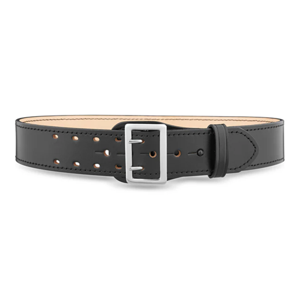 Dutyman 1011-24-9001 2-1/4"" Plain Leather Sam Browne 2-Row Stitch Duty Belt with Nickel Buckle