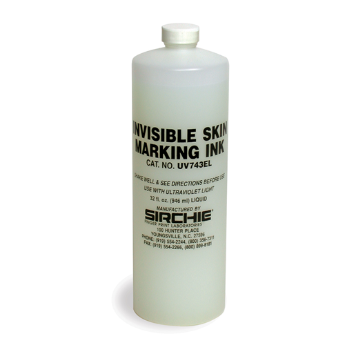 Sirchie UV743EL Fluorescent Invisible Skin Marking Ink (Pass In-Pass Out)