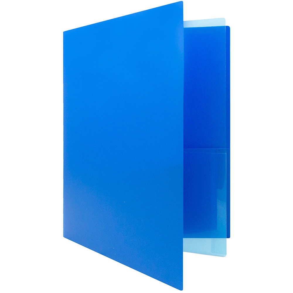 MEDLINE INDUSTRIES, INC. 96449D JAM Paper Heavy Duty 4-Pocket Plastic Folders, 9 1/2in x 11 5/8in, Blue, Pack Of 2