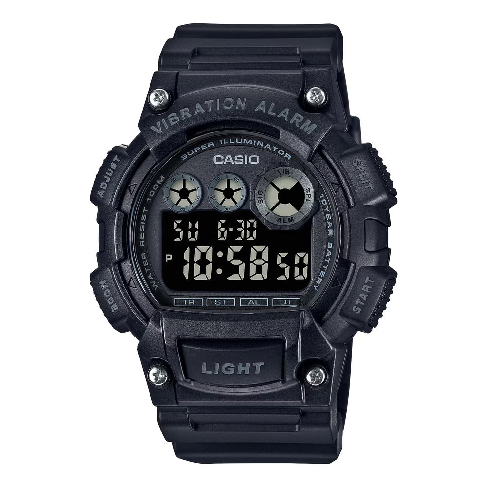 Casio W735H-1BV Classic Digital Watch w/ Vibration Alarm & Super Bright Backlight