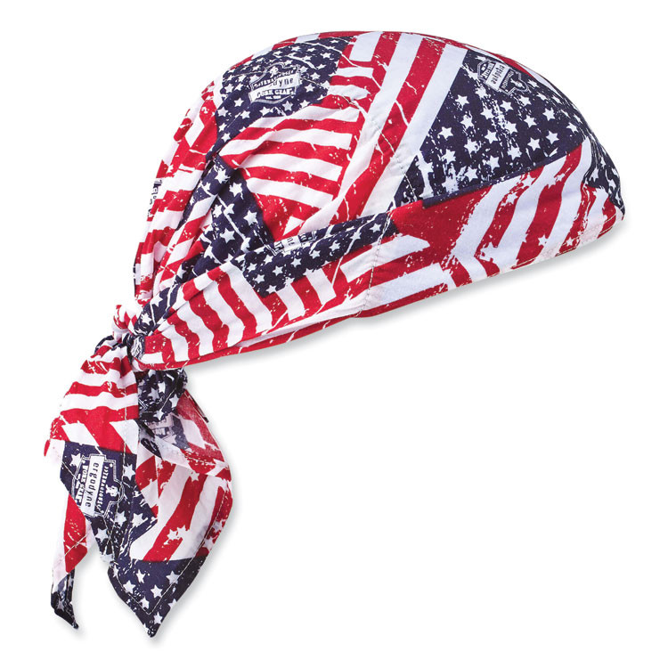 TENACIOUS HOLDINGS, INC. ergodyne® 12323 Chill-Its 6710 Cooling Embedded Polymers Tie Bandana Triangle Hat, One Size Fits Most, Stars and Stripes