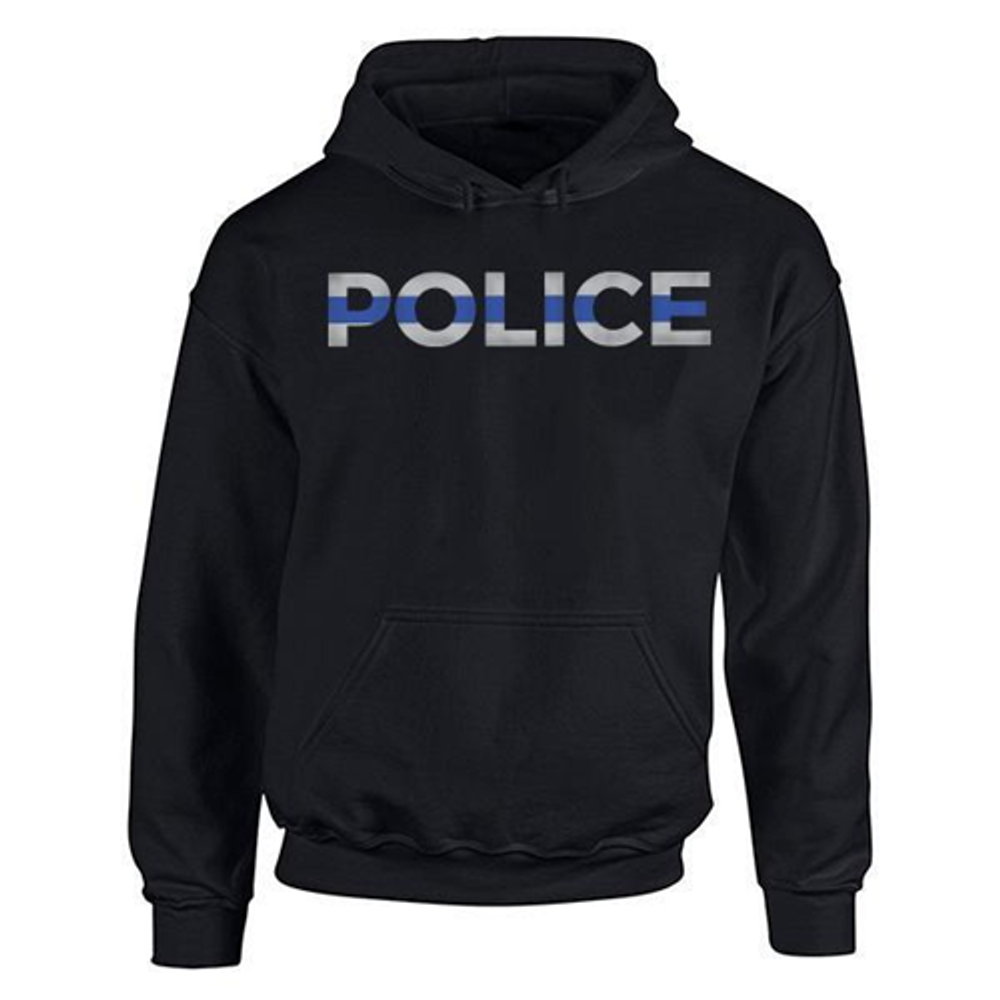 Thin Blue Line MEN-H-POLICE-BLACK-SMALL Men's Hoodie - Police Thin Blue Line