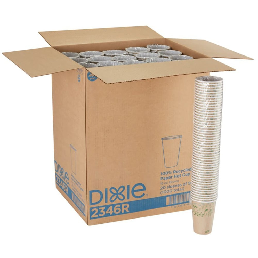 Dixie ecosmart Fiber Hot Cups designed to help you meet your sustainability goals.  For use with hot or cold drinks.  Dual-purpose paper cups make ordering and storage efficient.  Compatible with Dixie Dome Plastic (D9542, D9542B) and Reclosable Plastic (TP9542, TP9542B) Hot Cup Lids.  USDA Certified Biobased - meets federal guidelines for plant-based/bio-based materials.  Plant-based content - made using tree-free agricultural products or by-products, helping you support innovative use of plants while reducing use of forests or other resources.  Contains Recycled Content - See Specs for Details.