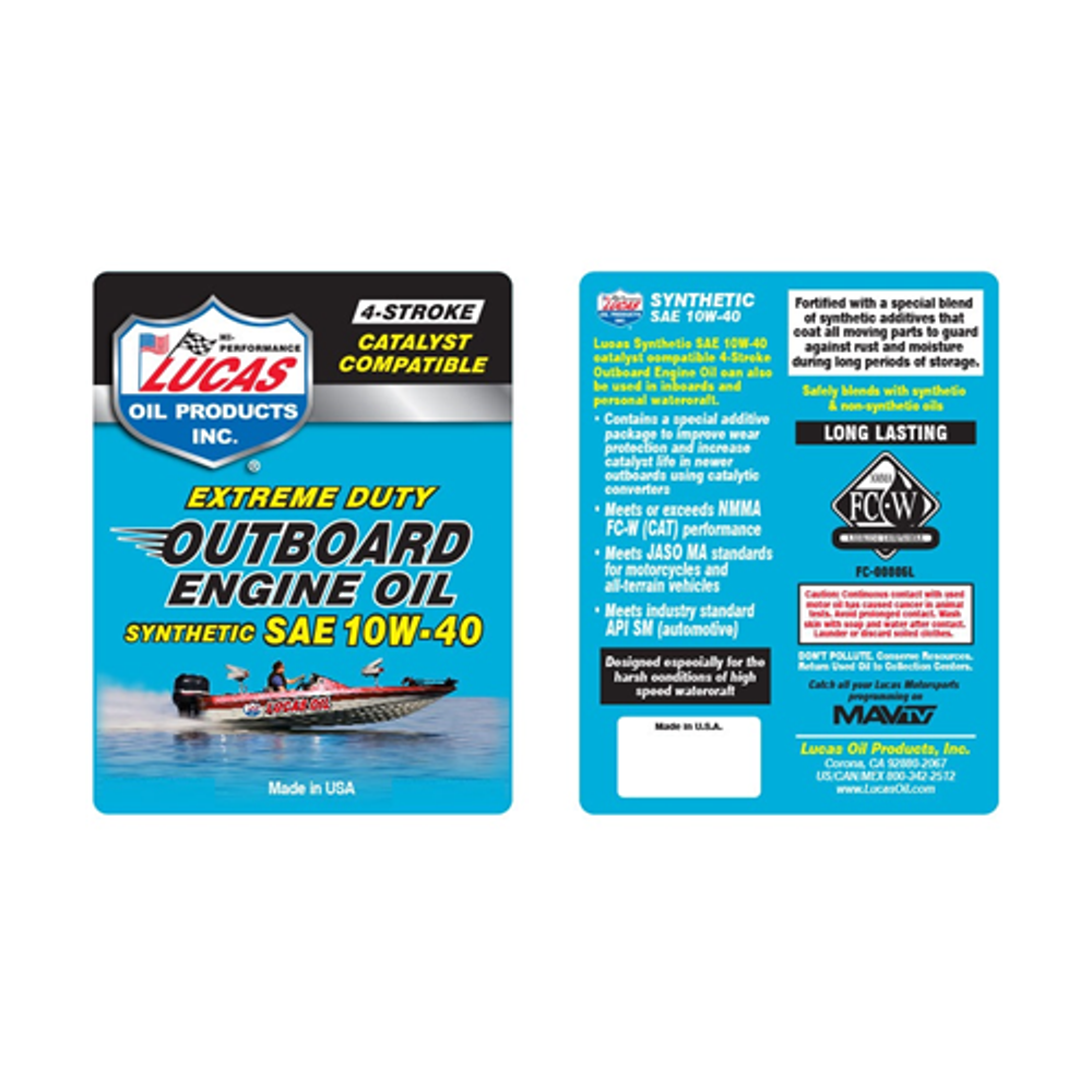 Lucas Oil 10526 Outboard Engine Oil Synthetic SAE 10W-40