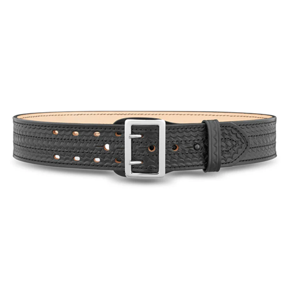 Dutyman 4021-44-9001 2-1/4"" Basketweave Leather Sam Brown 4 Row Stitch Duty Belt with Nickel Buckle