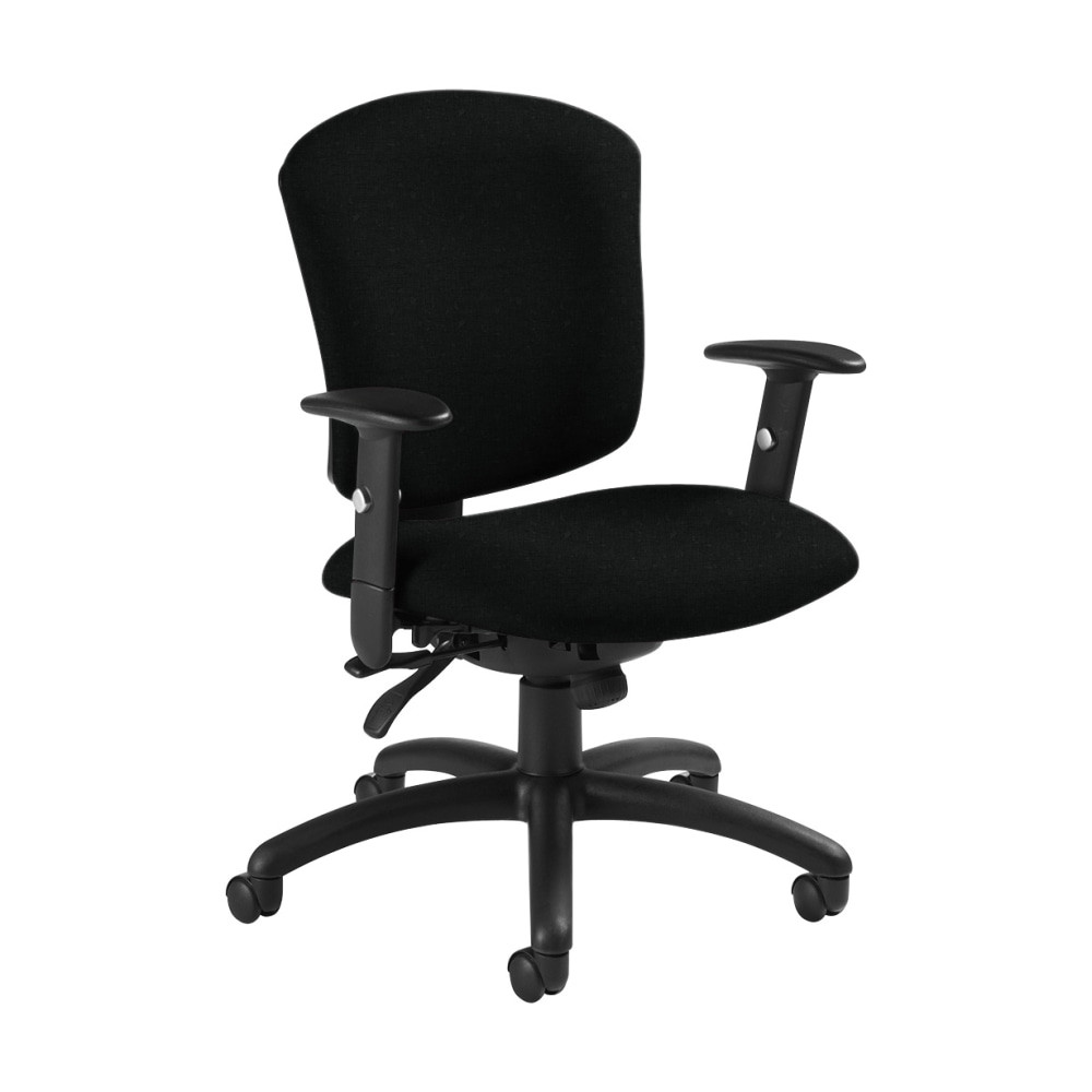 Global QS5336-3SCBK-UR22  Supra X Mid-Back Multi-Tilter Chair, 38 1/2inH x 25 1/2inW x 23inD, Black Coal/Black