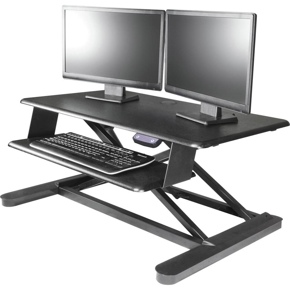 KANTEK INC. STS965 Kantek Electric Sit to Stand Workstation - Up to 24in Screen Support - 60 lb Load Capacity - 23.40in Height x 35in Width x 26in Depth - Desktop - Black