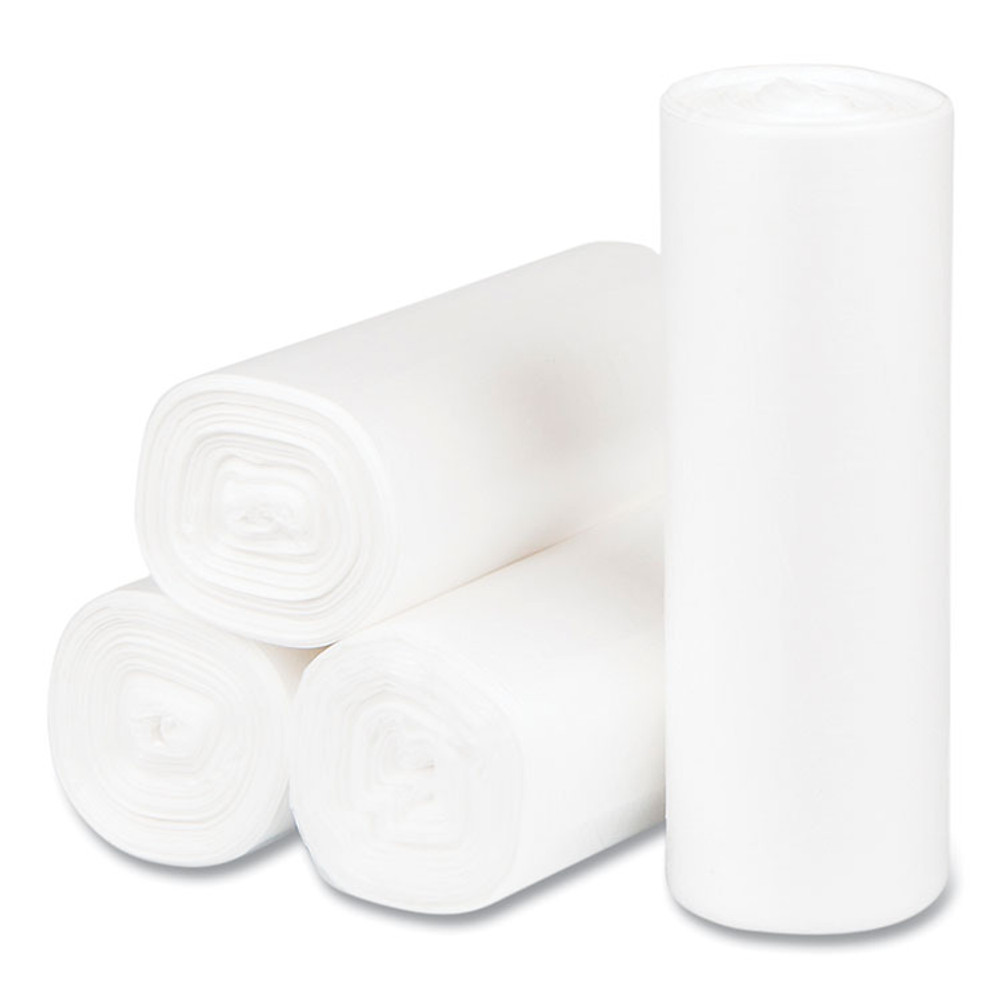 INTEGRATED BAGGING SYSTEMS Inteplast Group EC171806N High-Density Commercial Can Liners, 4 gal, 6 mic, 17" x 18", Clear, Perforated Roll, 50 Bags/Roll, 40 Rolls/Carton