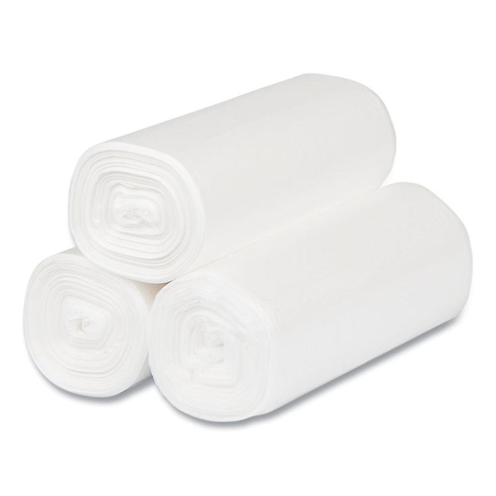 INTEGRATED BAGGING SYSTEMS Inteplast Group EC171806N High-Density Commercial Can Liners, 4 gal, 6 mic, 17" x 18", Clear, Perforated Roll, 50 Bags/Roll, 40 Rolls/Carton