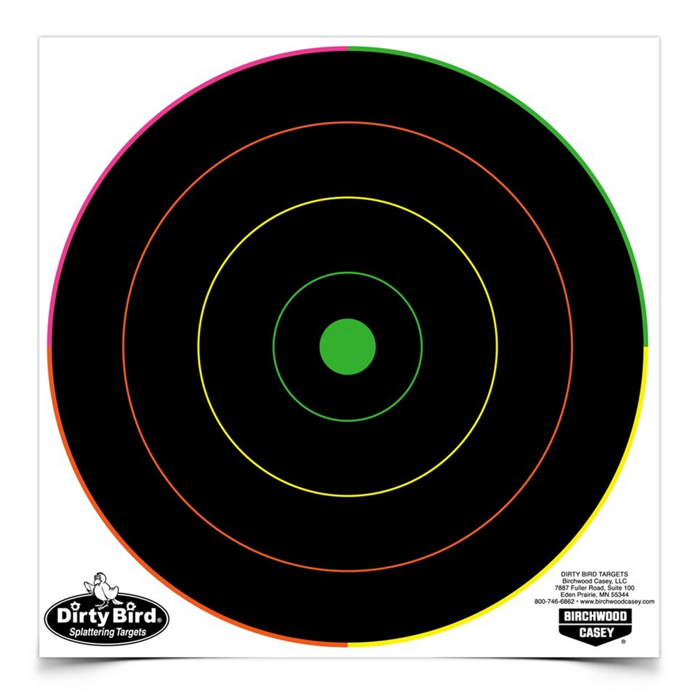 Birchwood Casey BC-35820 Dirty Bird 8 Inch Multi-Color Bull's-Eye Target, 20 Targets