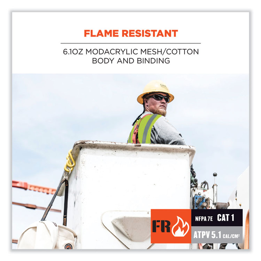 TENACIOUS HOLDINGS, INC. ergodyne® 21865 GloWear 8263FRHL Class 2 FR Safety Economy Hook and Loop Vest, Modacrylic Mesh/Cotton, Large/X-Large, Lime