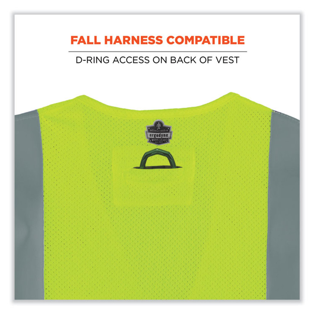 TENACIOUS HOLDINGS, INC. ergodyne® 21865 GloWear 8263FRHL Class 2 FR Safety Economy Hook and Loop Vest, Modacrylic Mesh/Cotton, Large/X-Large, Lime