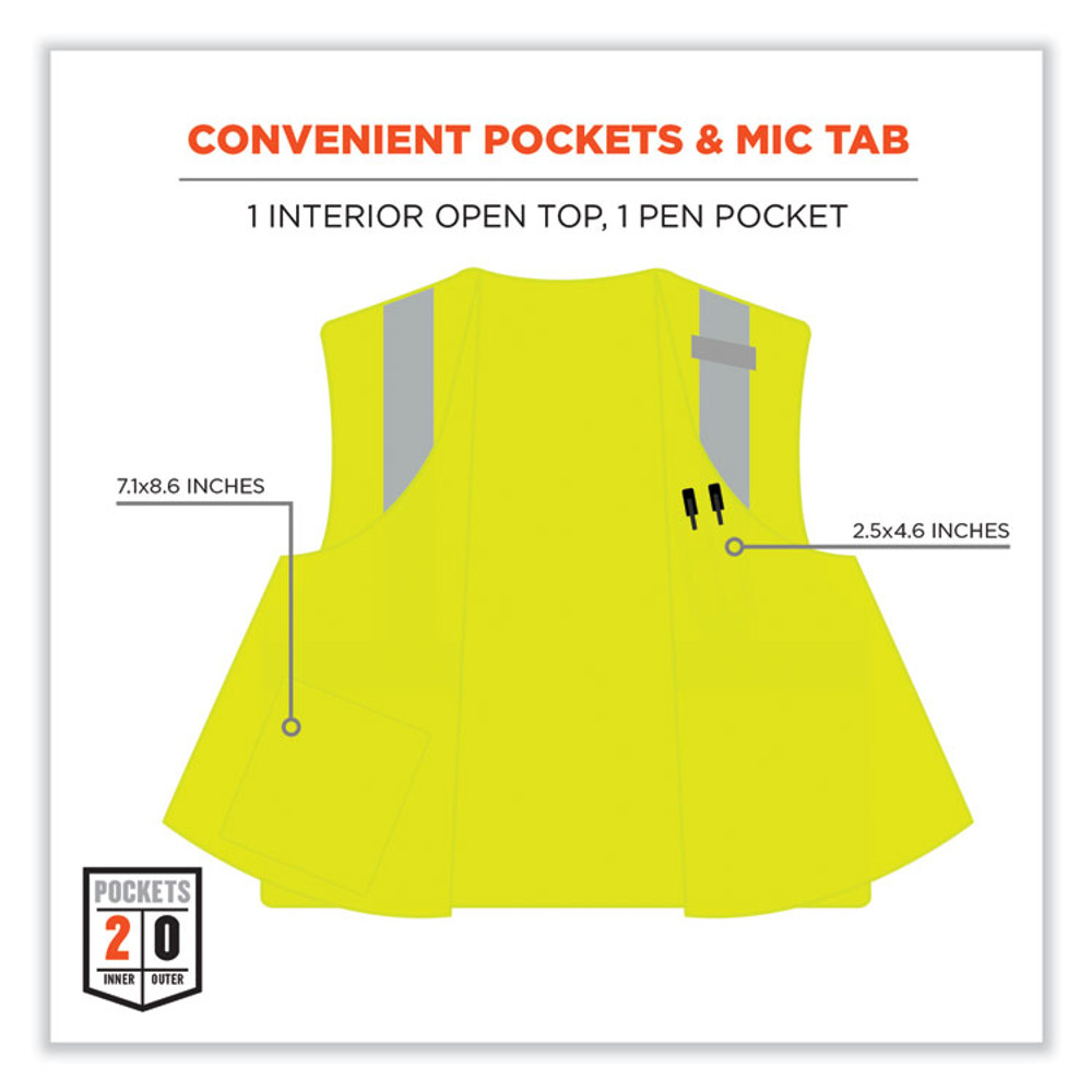 TENACIOUS HOLDINGS, INC. ergodyne® 21865 GloWear 8263FRHL Class 2 FR Safety Economy Hook and Loop Vest, Modacrylic Mesh/Cotton, Large/X-Large, Lime
