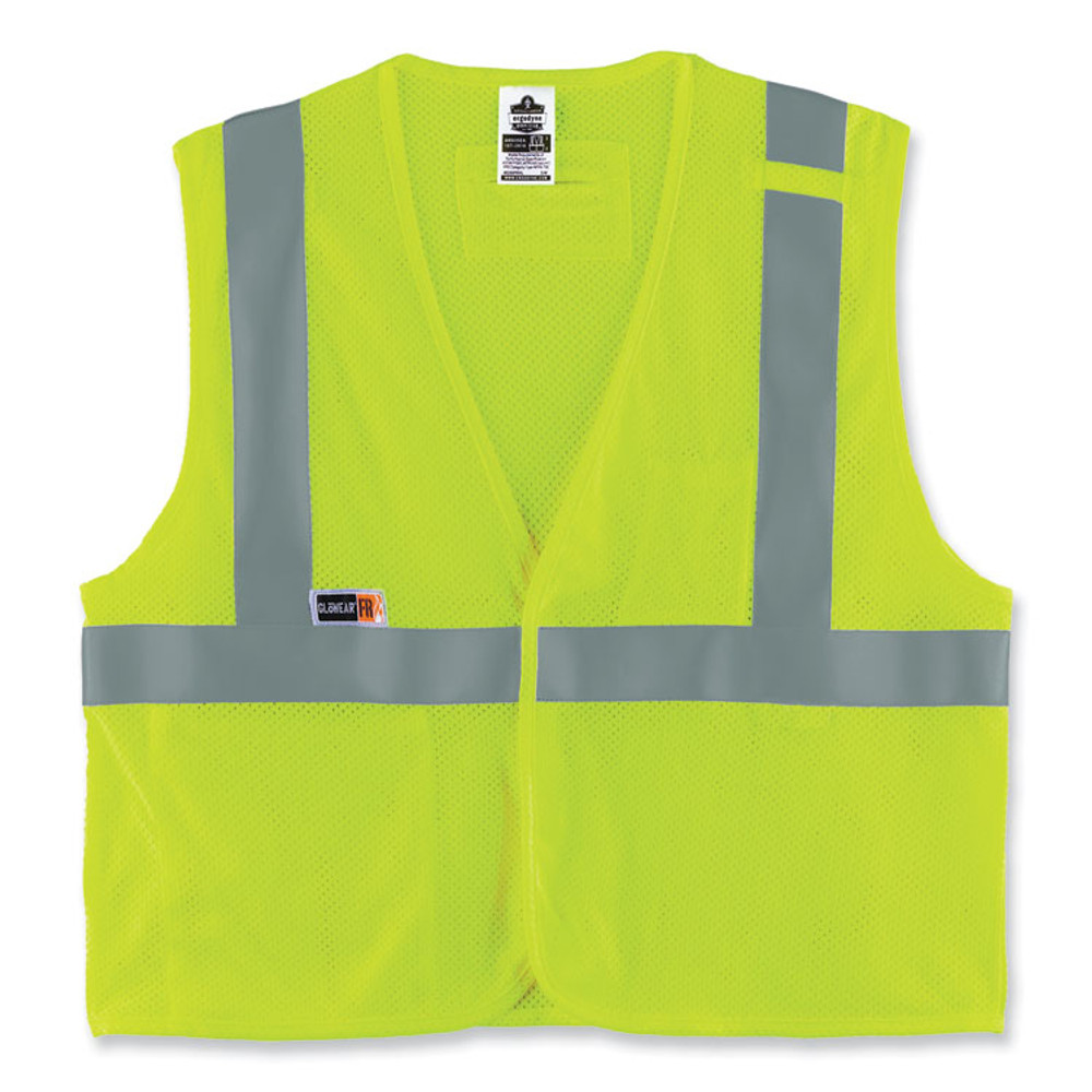 TENACIOUS HOLDINGS, INC. ergodyne® 21865 GloWear 8263FRHL Class 2 FR Safety Economy Hook and Loop Vest, Modacrylic Mesh/Cotton, Large/X-Large, Lime