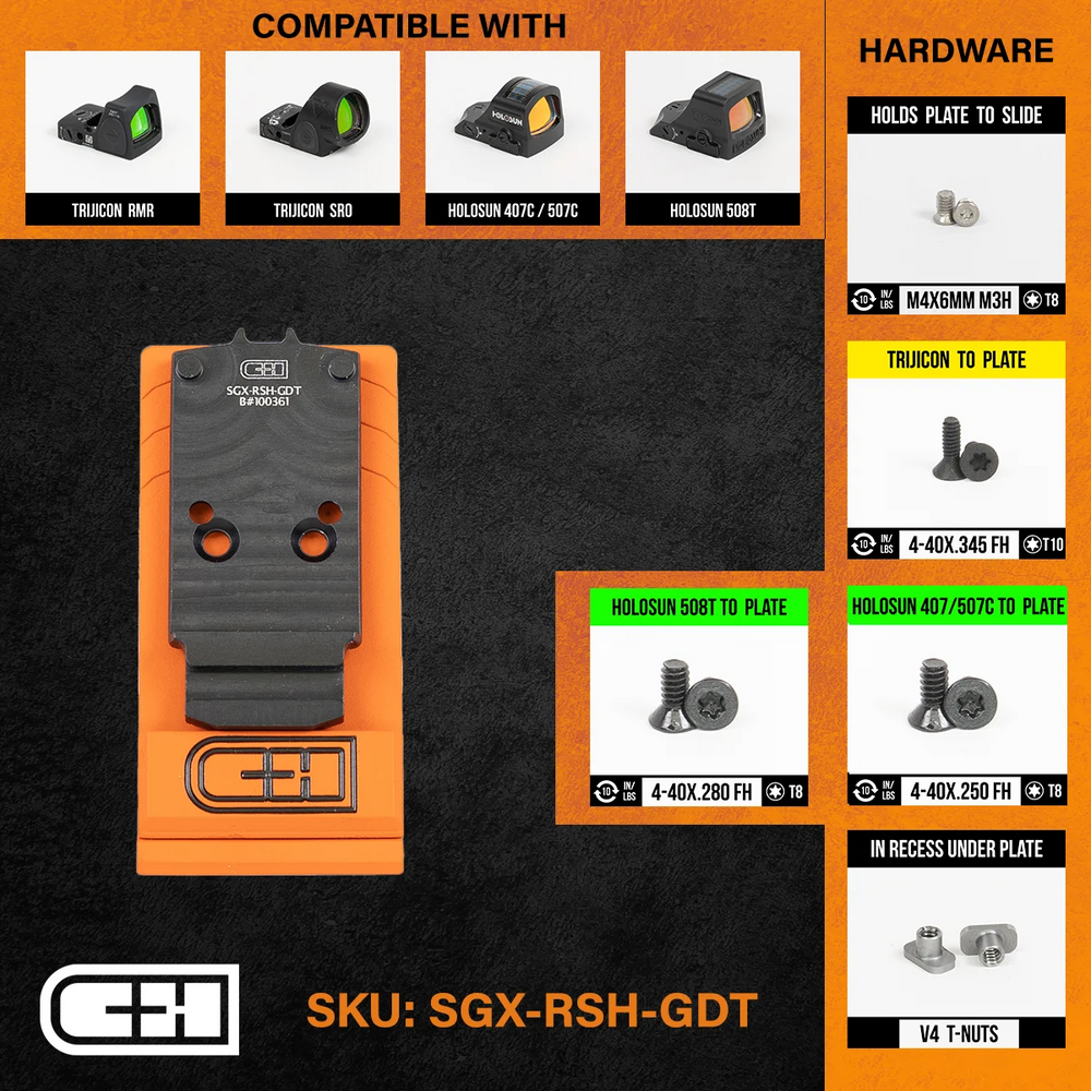 C&H Precision SGX-RSH-GDT Optics Adapter Plate - Sig P320 Legion (M17/M18) w/ R1P/DPP Cut