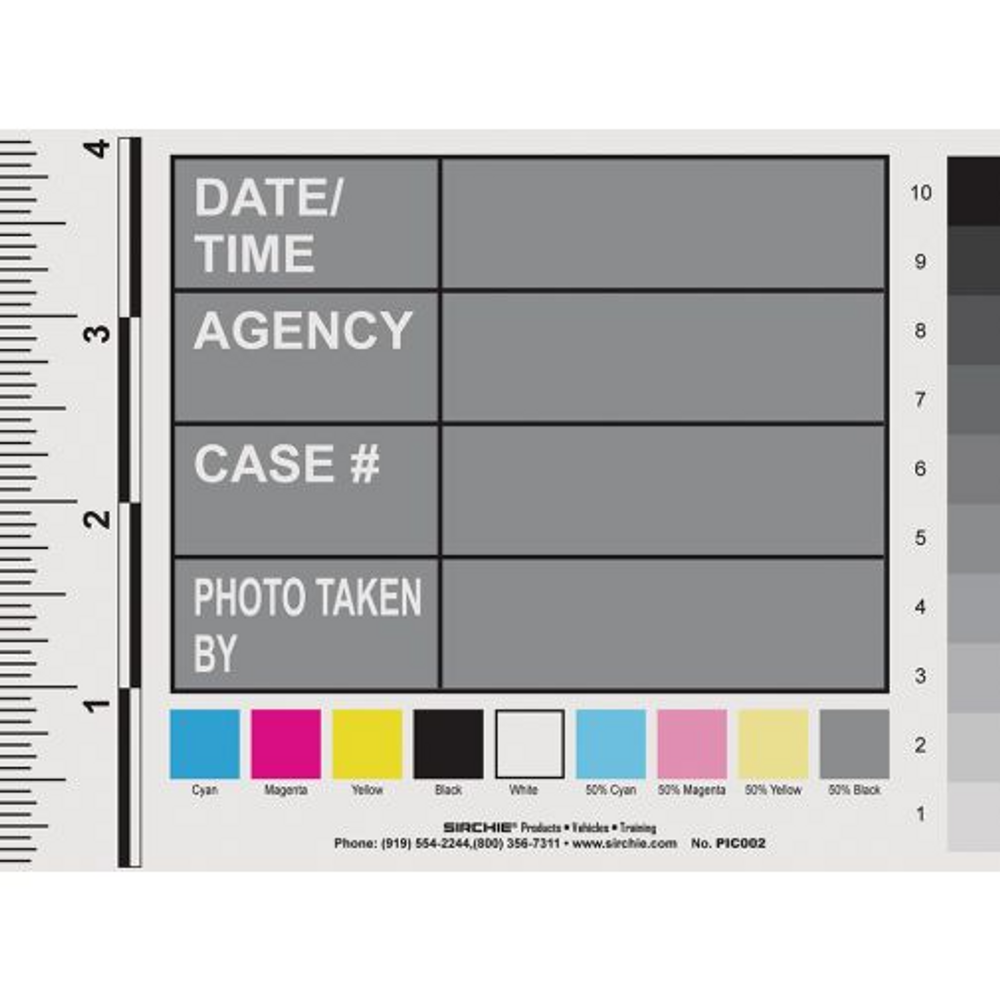 Sirchie PIC002 Photo Scale and ID Cards 4''x5.375'' - Pack of 25