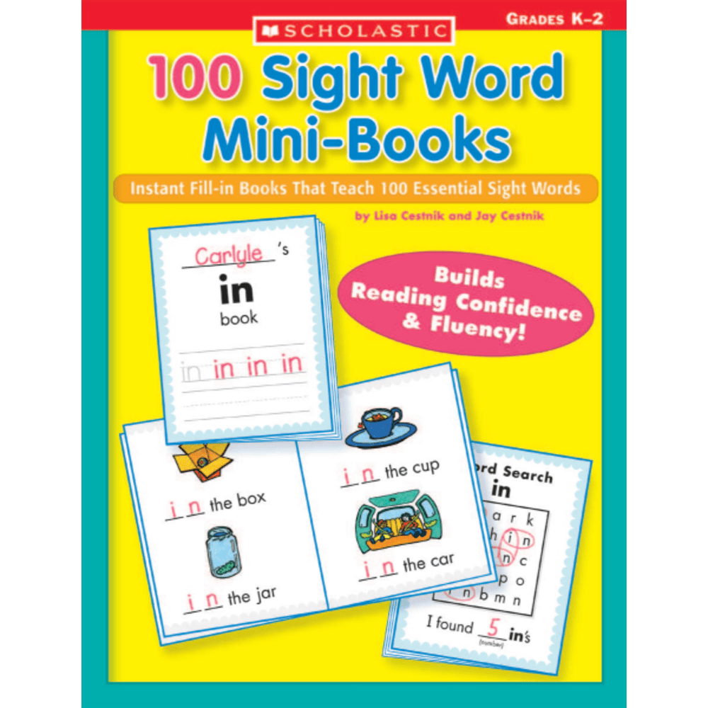No cutting or stapling - just fold and they are ready to use. These adorable reproducible books give emergent readers plenty of practice reading and writing each of the top 100 sight words.  Each mini-book teaches 1 high-frequency word and features an engaging rhyming poem that kids complete, then a word search to reinforce learning.  Plus, teaching tips and extension activities.