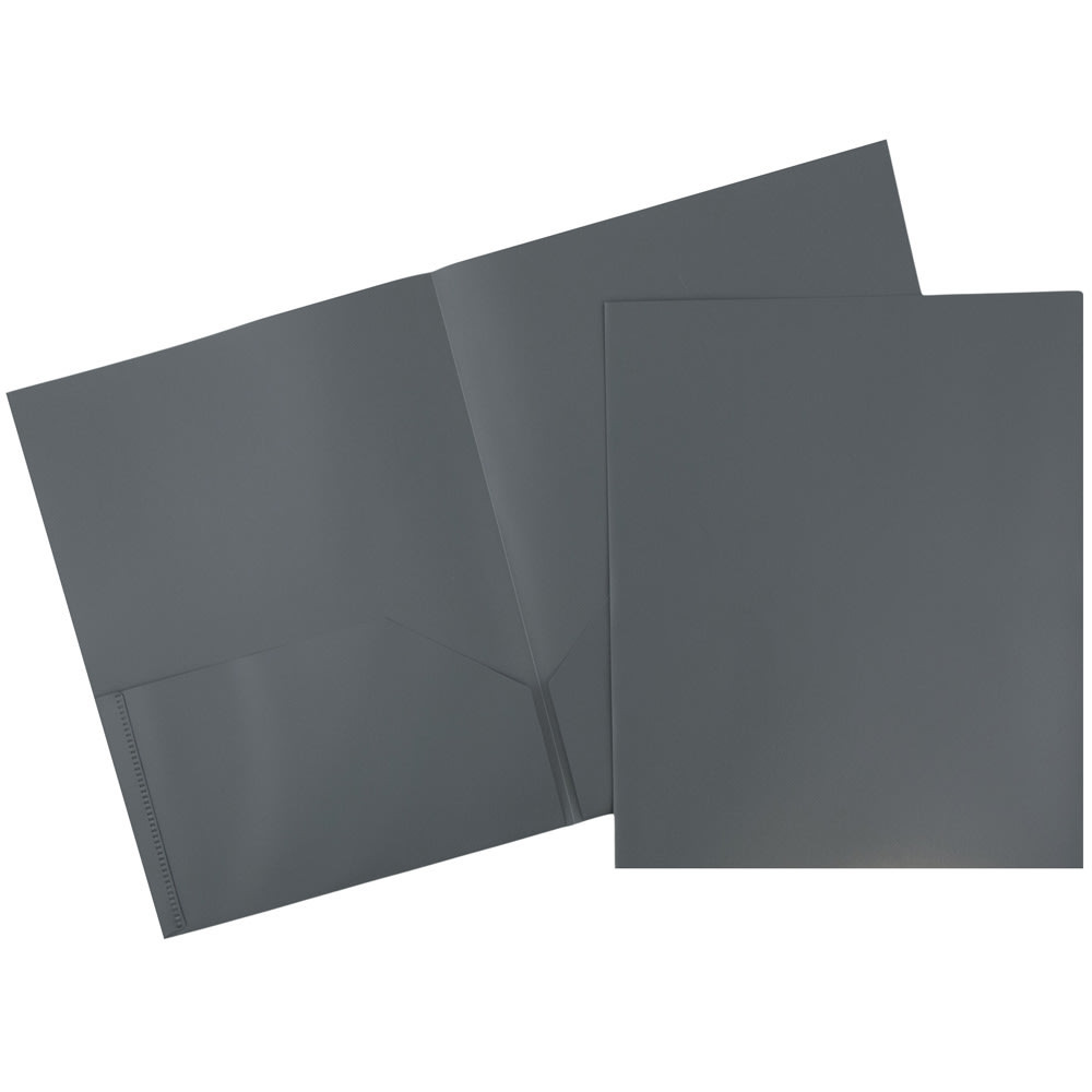 JAM PAPER AND ENVELOPE 382EGYD JAM Paper Plastic 2-Pocket POP Folders, 9 1/2in x 11 1/2in, Gray, Pack Of 6