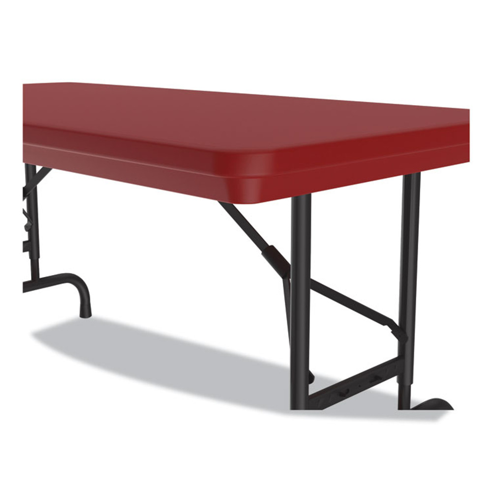 CORRELL, INC. RA2448254P Adjustable Folding Table, Rectangular, 48" x 24" x 22" to 32", Red Top, Black Legs, 4/Pallet