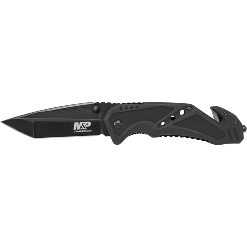 Smith & Wesson SWMP11BCP M&P Clip Folder, Liner Lock, Black Blade and Black Handle, Strap Cutter, Ceramic Glass Breaker