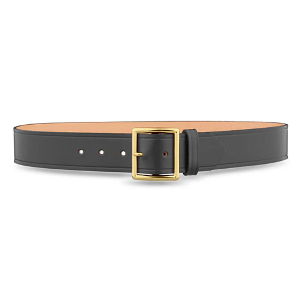 Dutyman 1611-50-9062 1-3/4"" Plain Leather Garrison Belt with Solid Brass Center Bar Gold Buckle