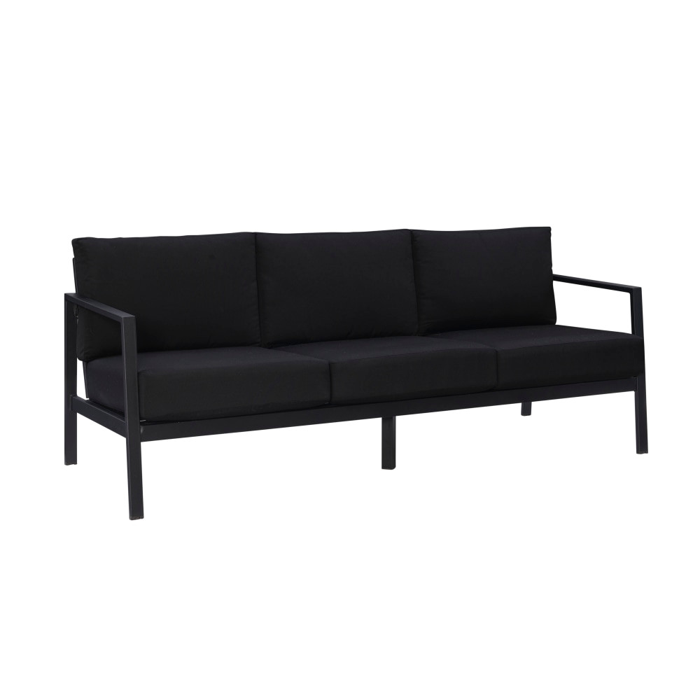 LINON HOME DECOR PRODUCTS, INC OFDP2860 Linon Abilene Aluminum Outdoor Sofa, 31-1/4inH x 75-1/4inW x 30inD, Black/Black