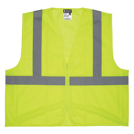 MCR Safety V2CL2MLZX2 Class 2 Mesh Lime Safety Vest