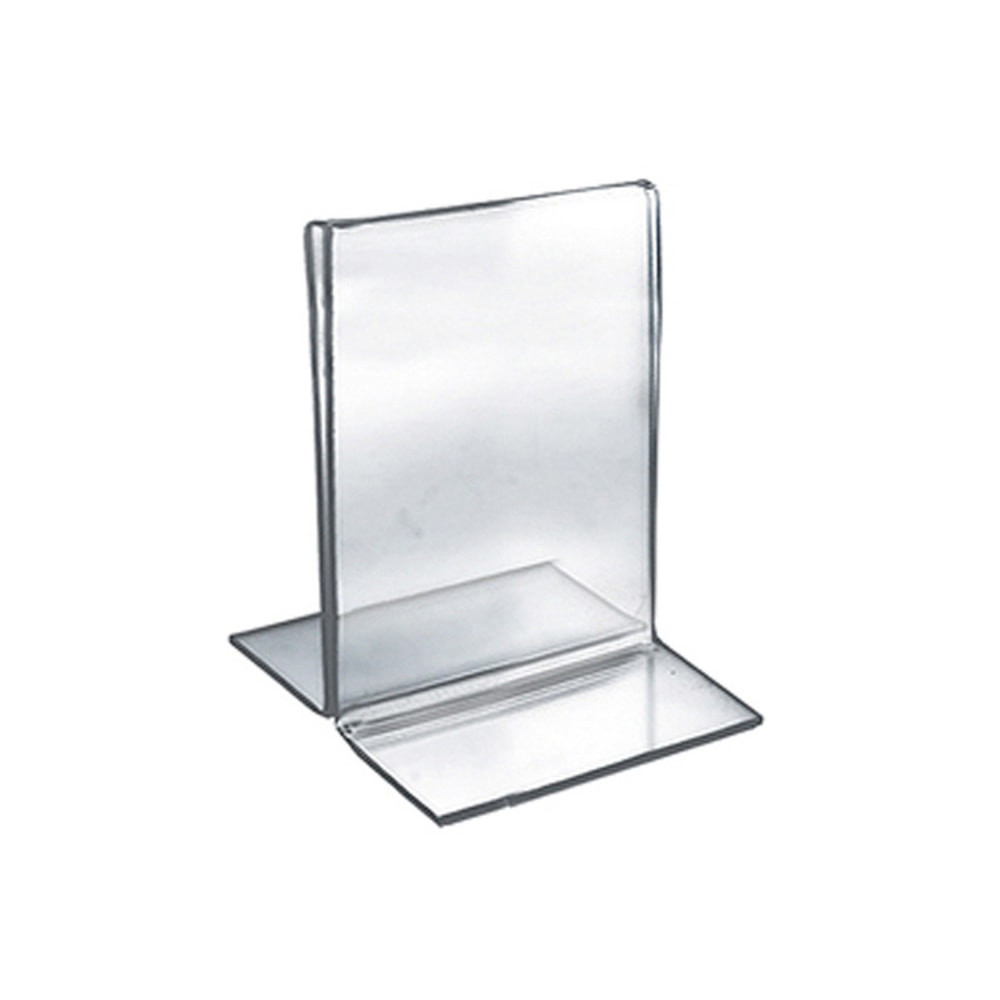 AZAR DISPLAYS 152731  Double-Foot 2-Sided Acrylic Sign Holders, 5inH x 3-1/2inW x 3inD, Clear, Pack Of 10 Holders